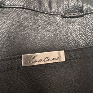 KanCan Black Faux Leather pants with Silver Logo Plate